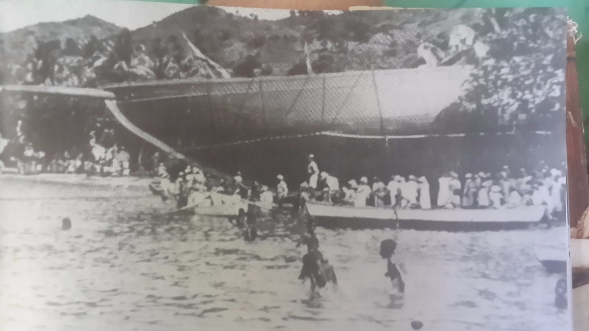 Launching of Gloria Colita in Bequia in Feb. 1939